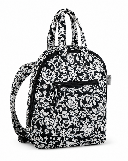 Black and White Floral Mini Backpack