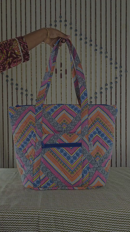 Navy Quilted Simple Tote